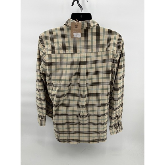 Patagonia Women's Canyonite Flannel Shirt XL Plaid Tan Teal Performance Stretch - Picture 3 of 7